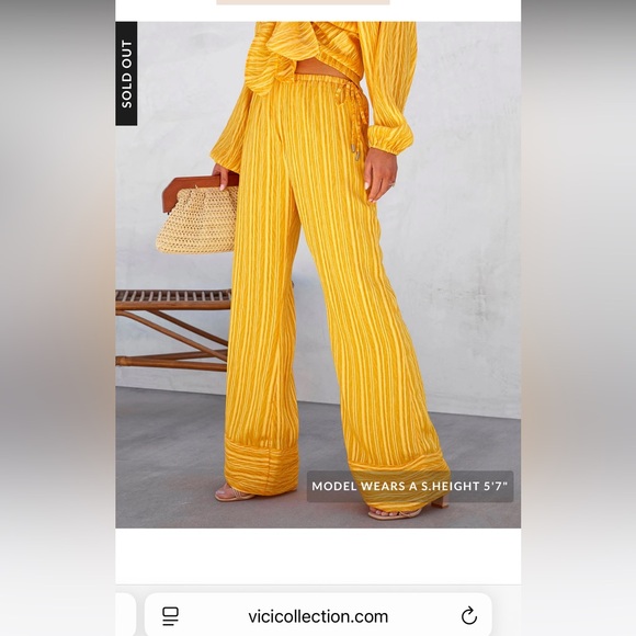 VICI tatianna yellow wide leg, high waist relax fit lined pants NEW RE $70 - Picture 7 of 15